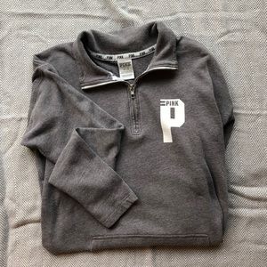 🔥VS Pink Grey Quarter ZIP Sweatshirt
